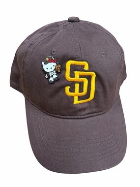 Brown San Diego padres Baseball Cap with SD hello kitty pin SD hat San Diego cap